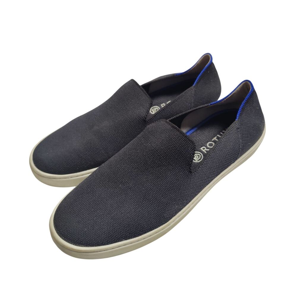 Rothys Women's Sz 10 Black Blue Original Slip On Sneakers Washable Recycled